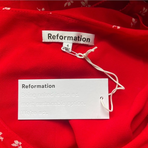 NWT Reformation Talleen Floral Ruffle Maxi Dress Size 4 in Fresno Red - Picture 9 of 9